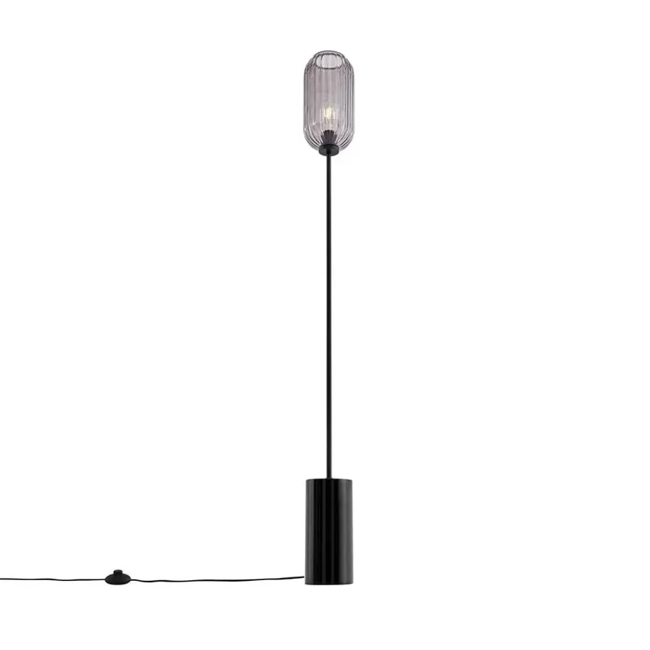 Qazqa vloerlamp rid zwart e27