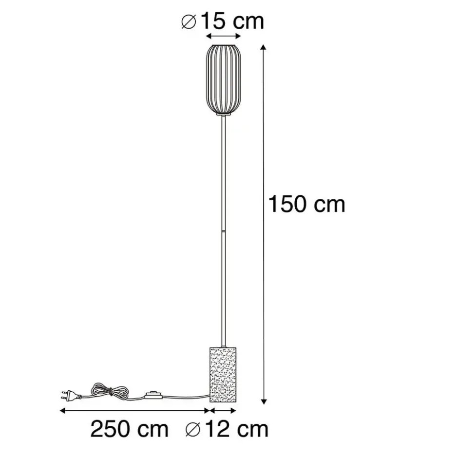 Qazqa vloerlamp rid zwart e27