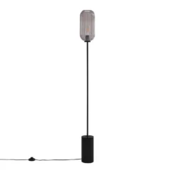 Qazqa vloerlamp rid zwart e27