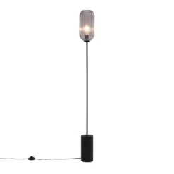 Qazqa vloerlamp rid zwart e27