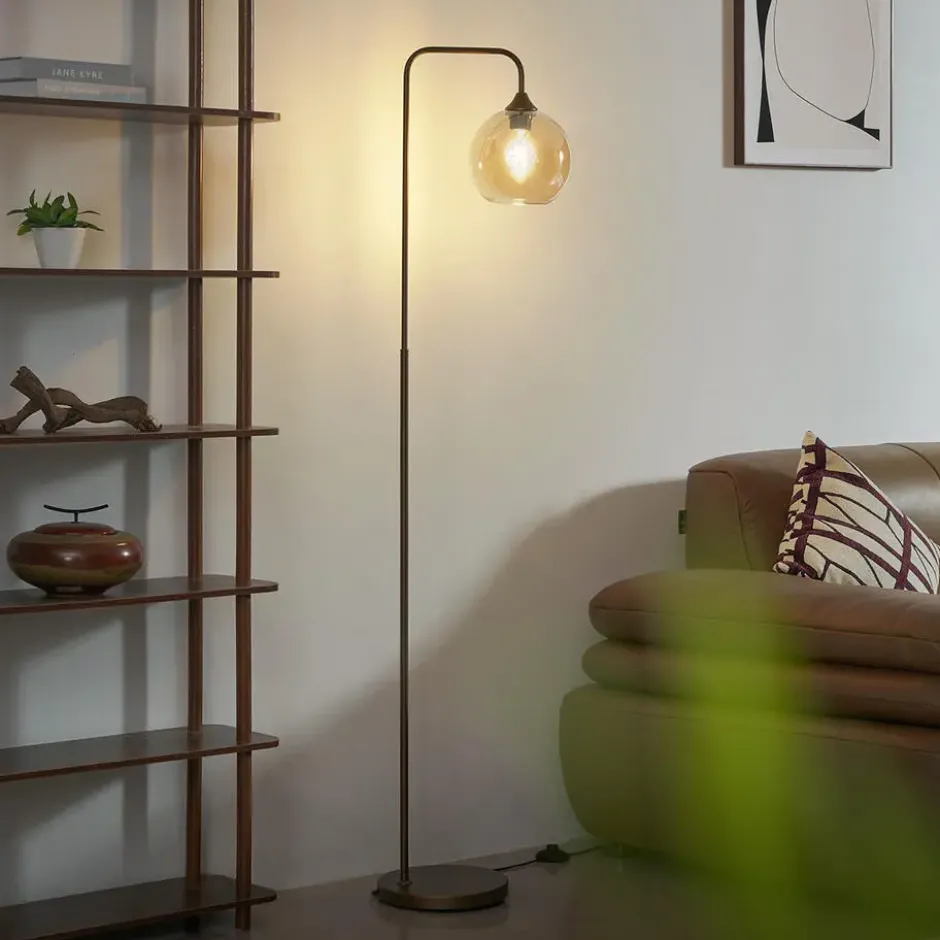 Qazqa vloerlamp sandra bronskleurig e27