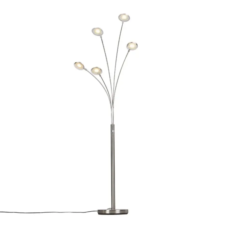 Qazqa vloerlamp sixties zilverkleurig geïntegreerde led