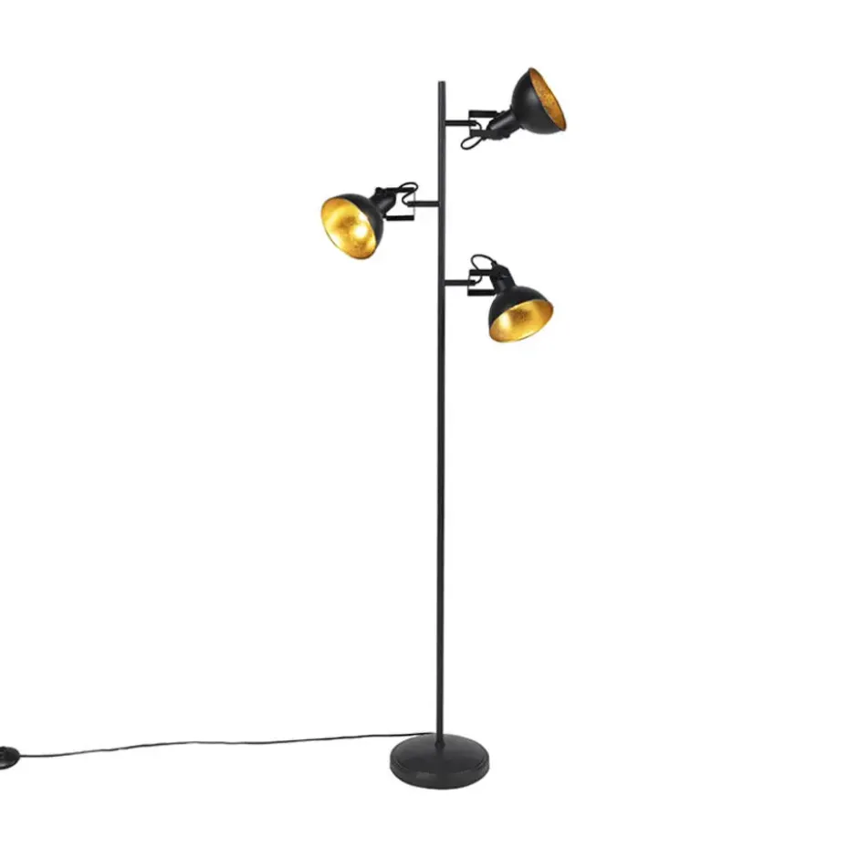 Qazqa vloerlamp tommy zwart e14