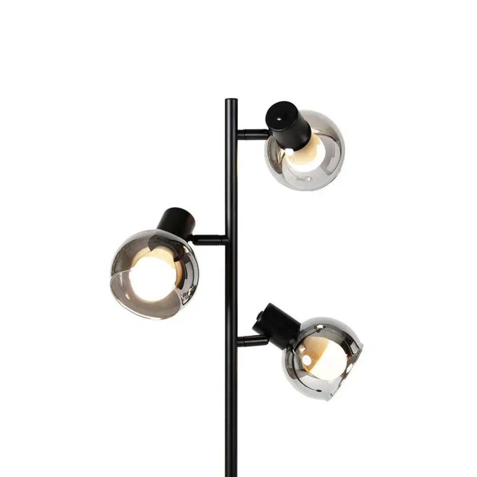 Qazqa vloerlamp vidro zwart e14