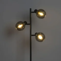 Qazqa vloerlamp vidro zwart e14
