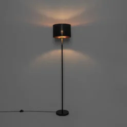 Qazqa vloerlamp vt zwart e27