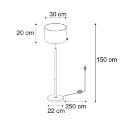Qazqa vloerlamp vt zwart e27