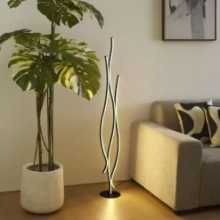 Qazqa vloerlamp ying zwart geïntegreerde led