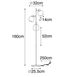 Qazqa vloerlamp zuzanna grijs e14