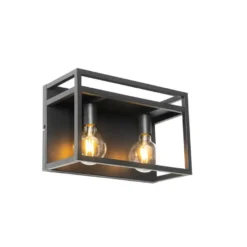 Qazqa wandlamp cage rack zwart e27