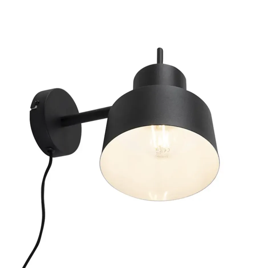 Qazqa wandlamp chappie zwart e27