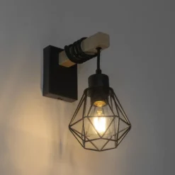 Qazqa wandlamp chon zwart e27