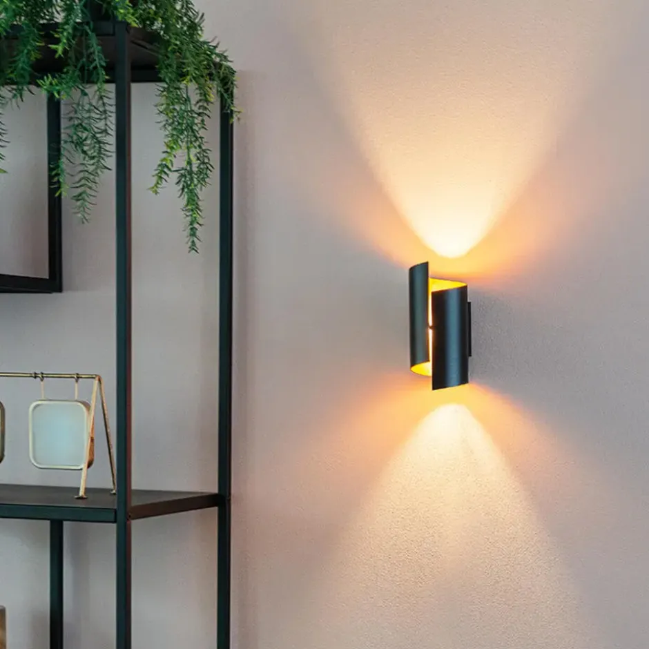 Qazqa wandlamp faldo zwart g9