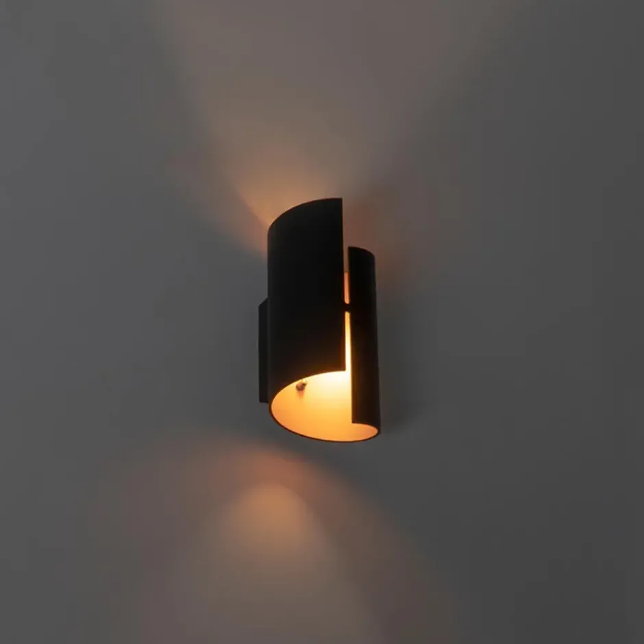 Qazqa wandlamp faldo zwart g9