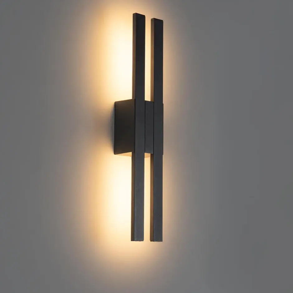 Qazqa wandlamp jamal zwart geïntegreerde led