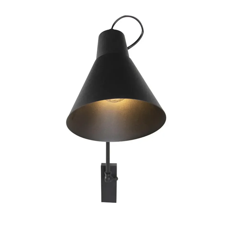 Qazqa wandlamp luna wl zwart e27
