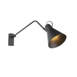 Qazqa wandlamp luna wl zwart e27