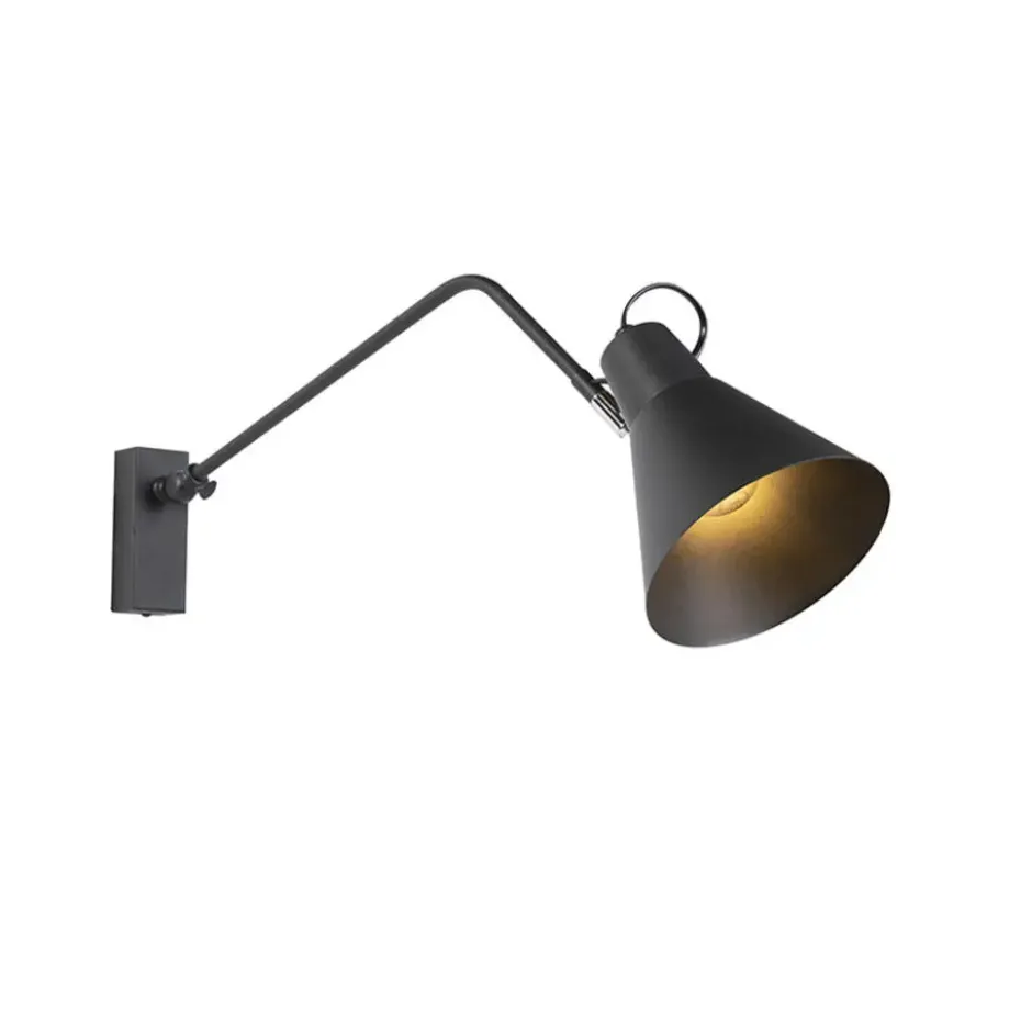Qazqa wandlamp luna wl zwart e27