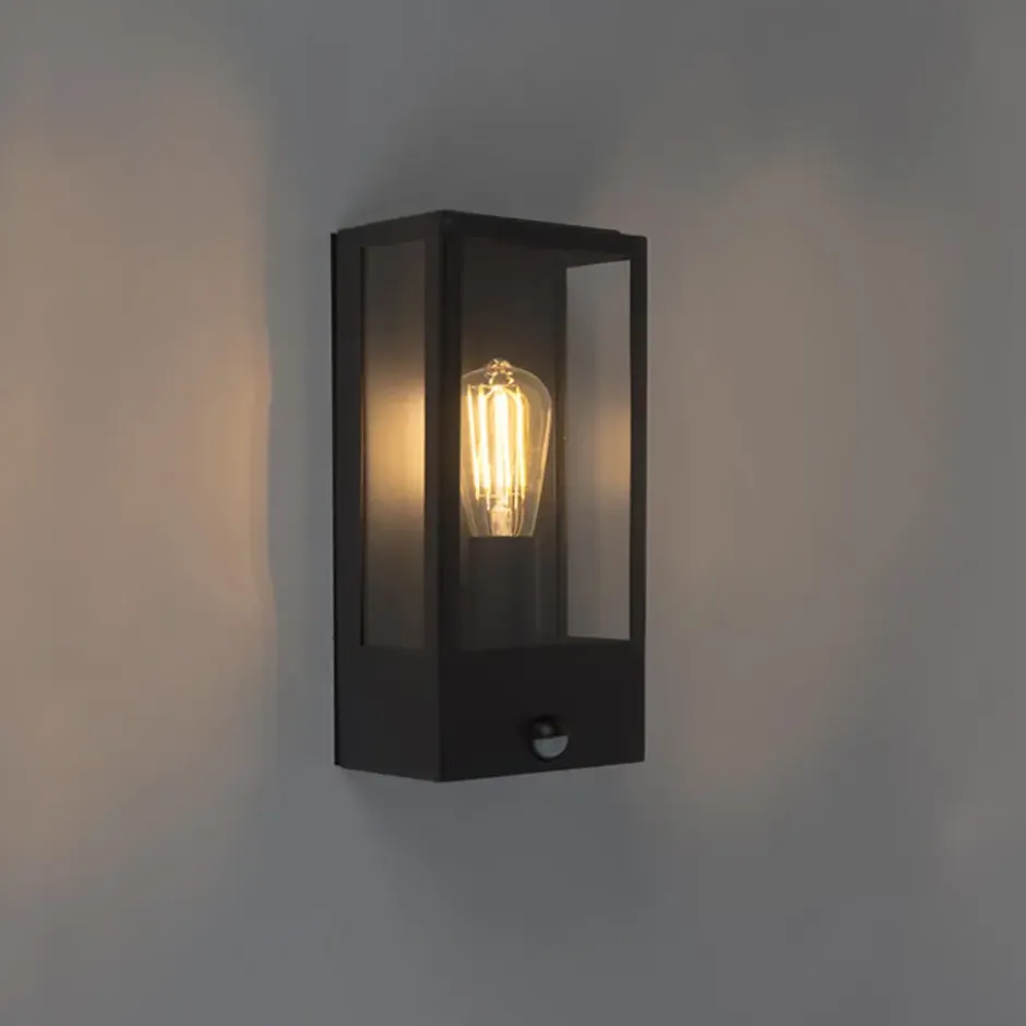 Qazqa wandlamp met bewegingssensor rotterdam zwart e27