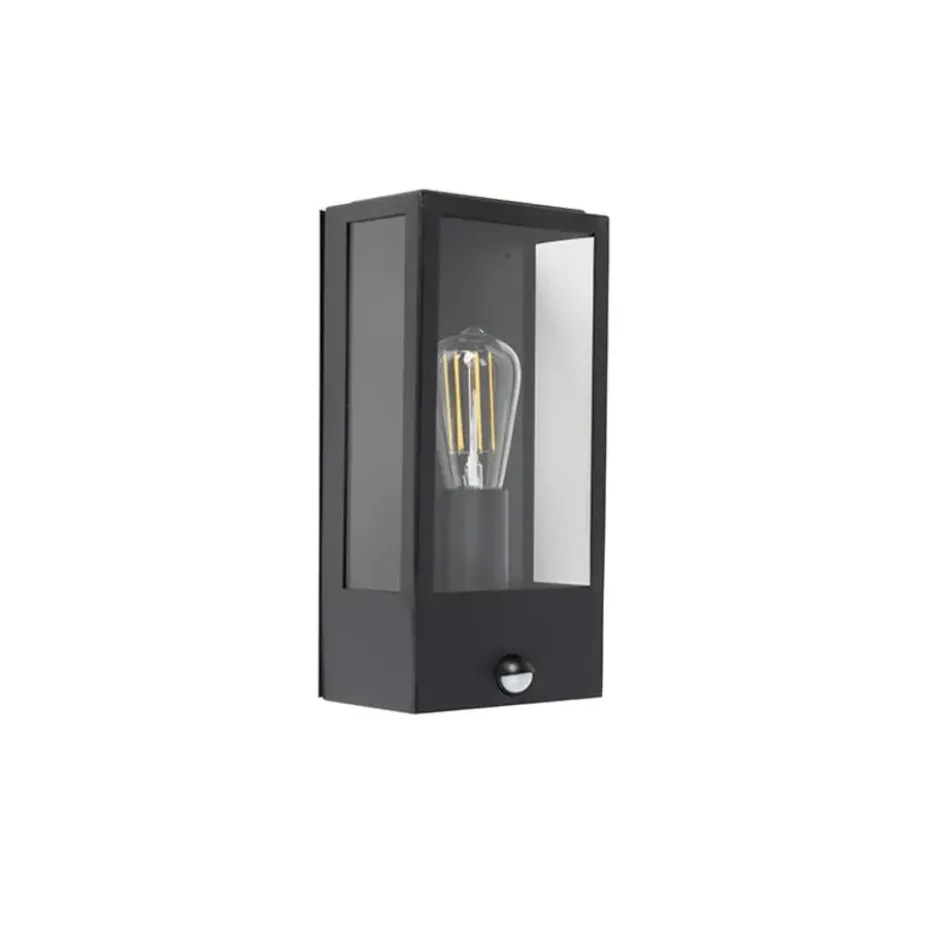 Qazqa wandlamp met bewegingssensor rotterdam zwart e27