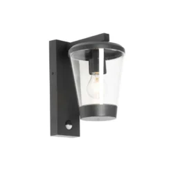 Qazqa wandlamp met bewegingssensor joren zwart e27