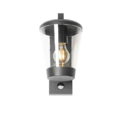 Qazqa wandlamp met bewegingssensor joren zwart e27