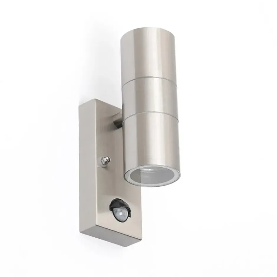 Qazqa wandlamp met bewegingssensor duo zilverkleurig gu10