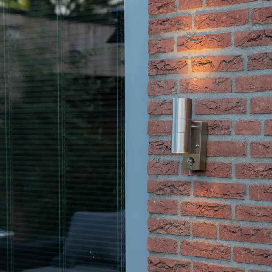 Qazqa wandlamp met bewegingssensor duo zilverkleurig gu10