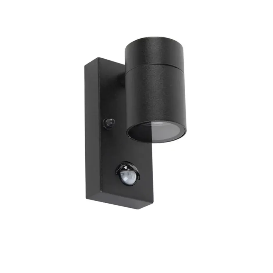 Qazqa wandlamp met bewegingssensor solo zwart gu10