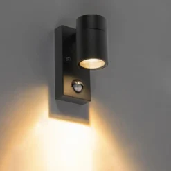 Qazqa wandlamp met bewegingssensor solo zwart gu10