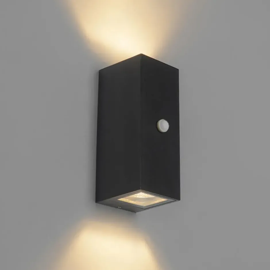 Qazqa wandlamp met bewegingssensor baleno zwart gu10