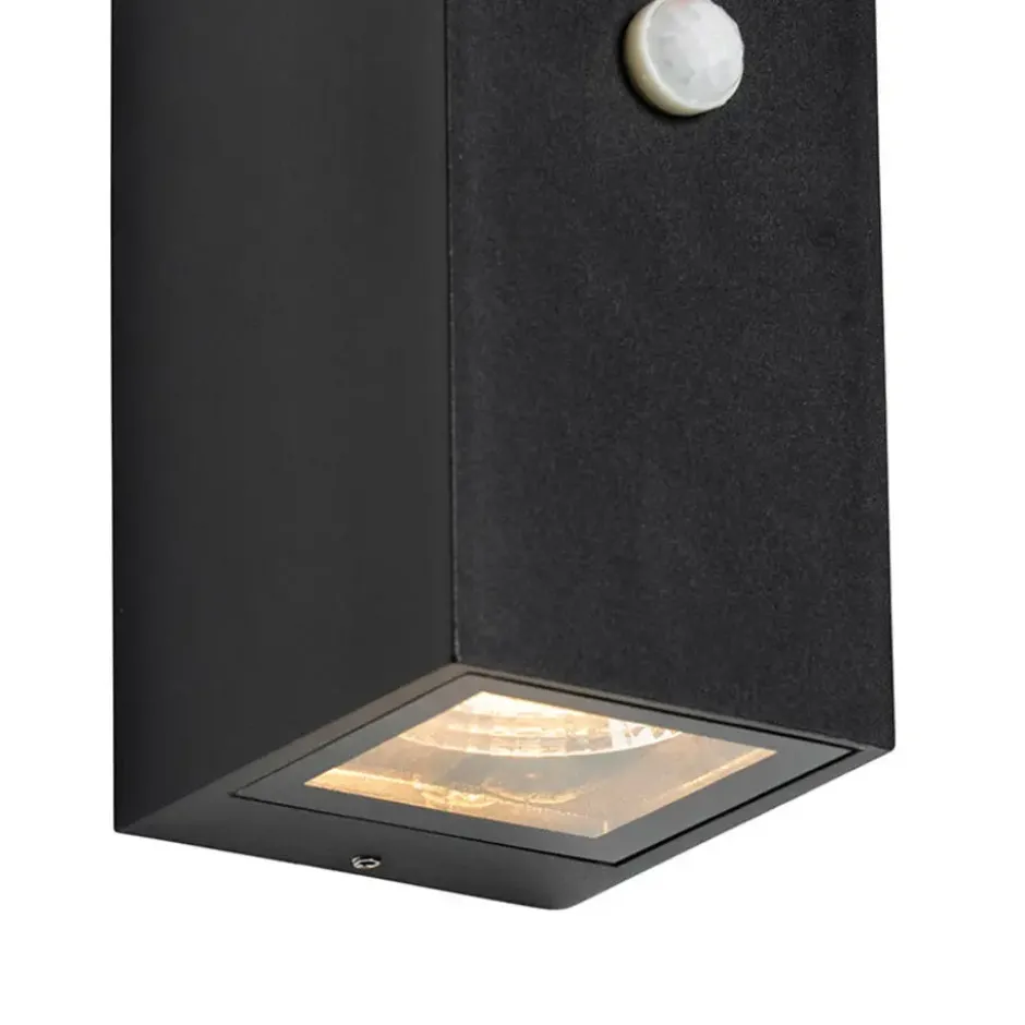 Qazqa wandlamp met bewegingssensor baleno zwart gu10