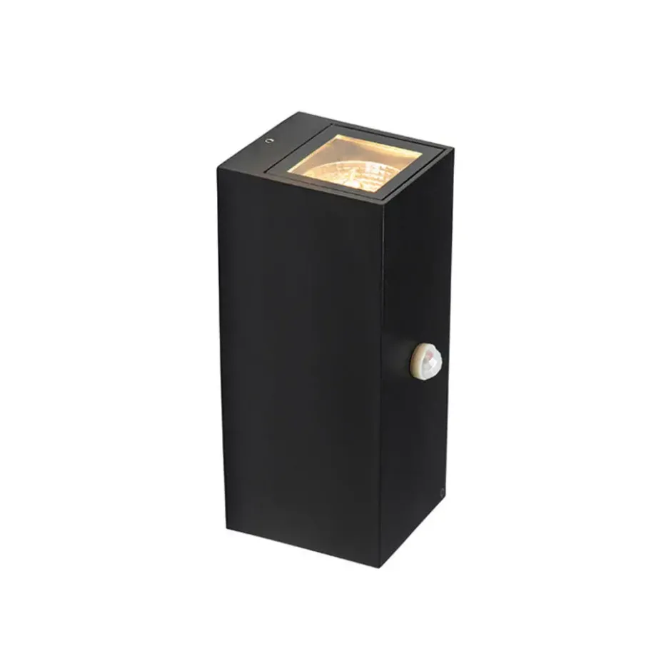 Qazqa wandlamp met bewegingssensor baleno zwart gu10