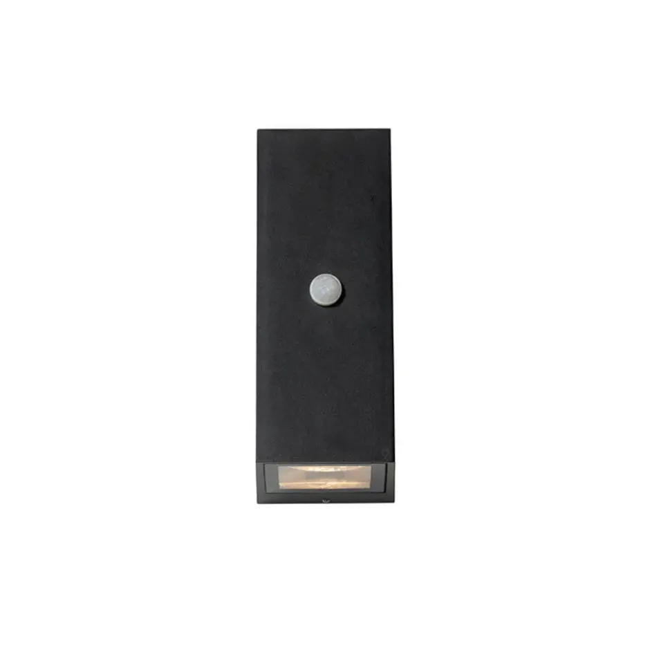 Qazqa wandlamp met bewegingssensor baleno zwart gu10