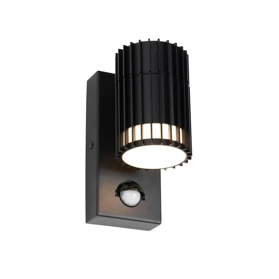 Qazqa wandlamp met bewegingssensor boris zwart gu10
