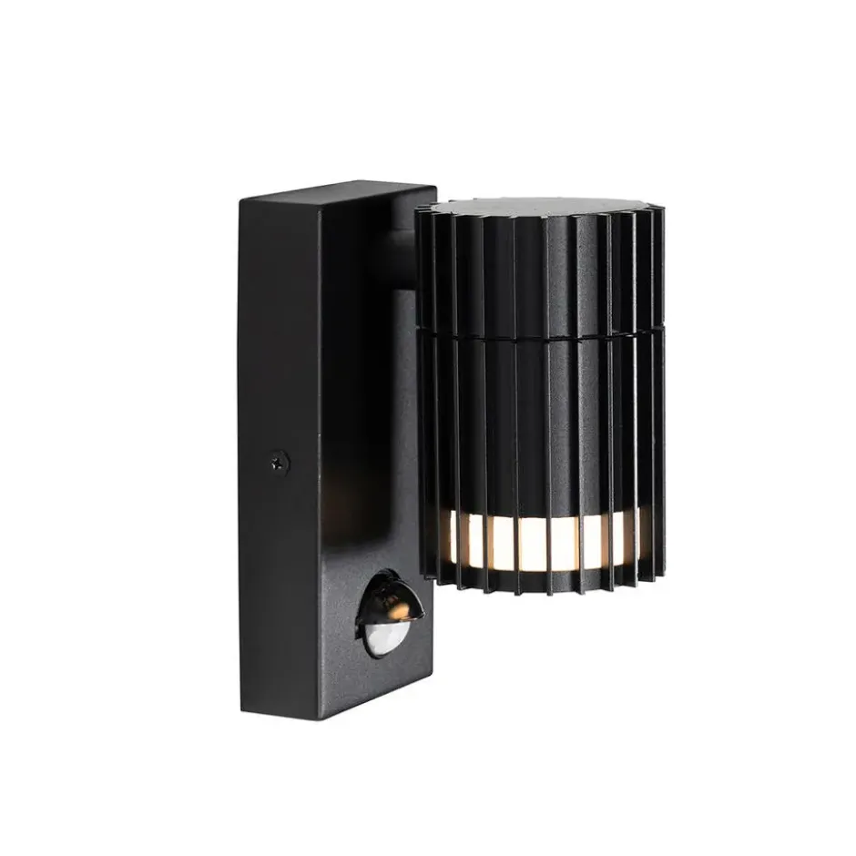 Qazqa wandlamp met bewegingssensor boris zwart gu10