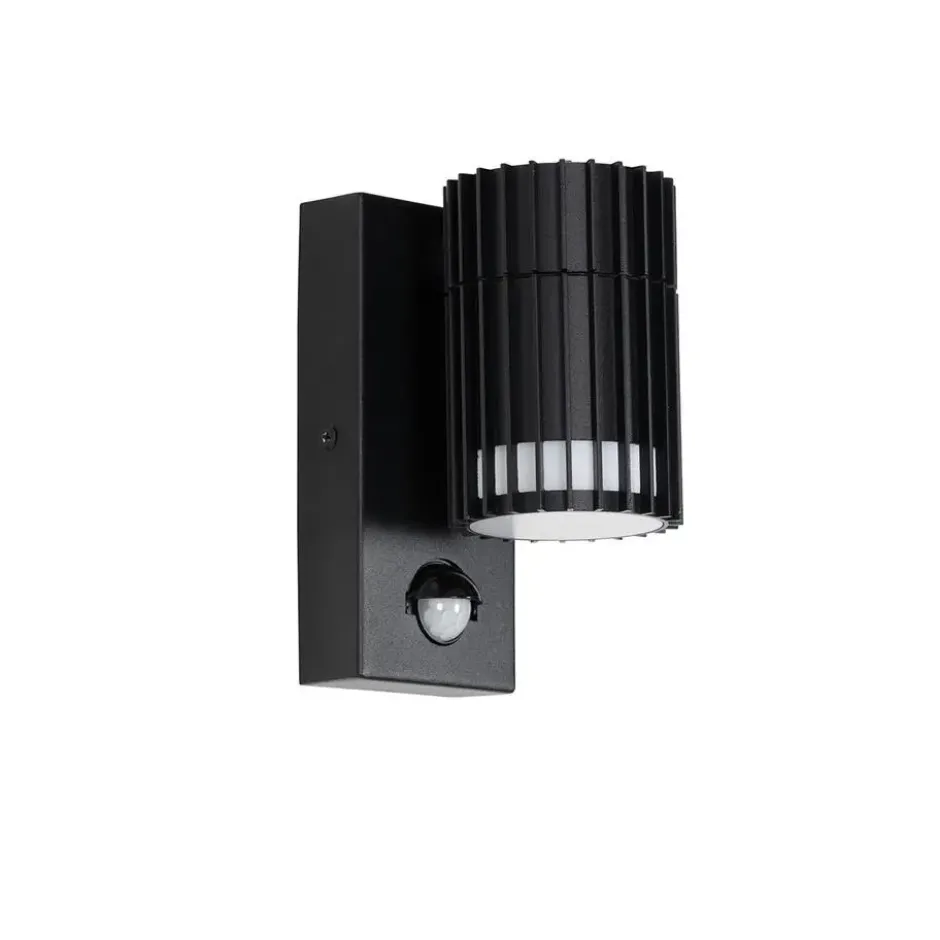 Qazqa wandlamp met bewegingssensor boris zwart gu10