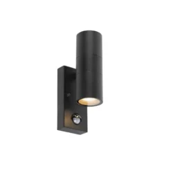 Qazqa wandlamp met bewegingssensor duo zwart gu10