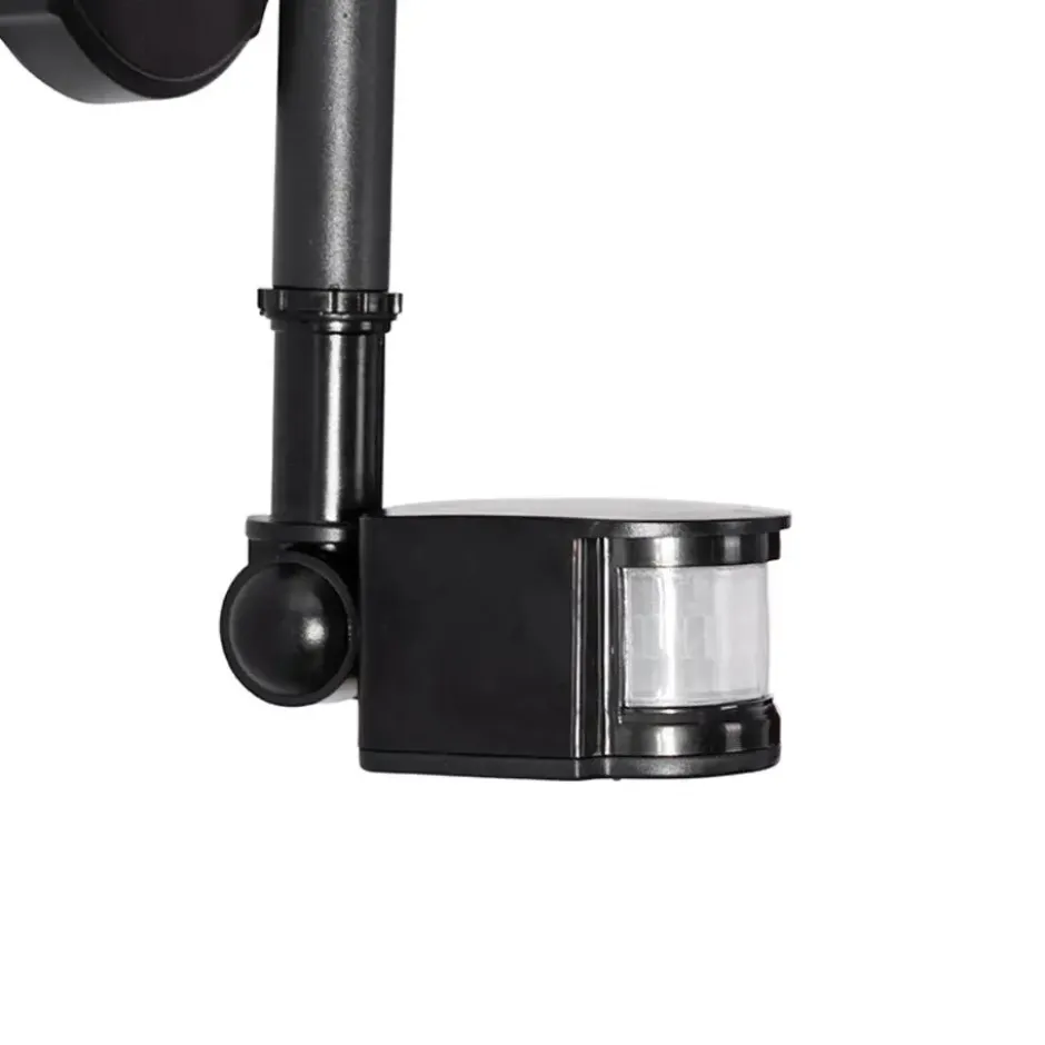 Qazqa wandlamp met bewegingssensor daphne zwart e27