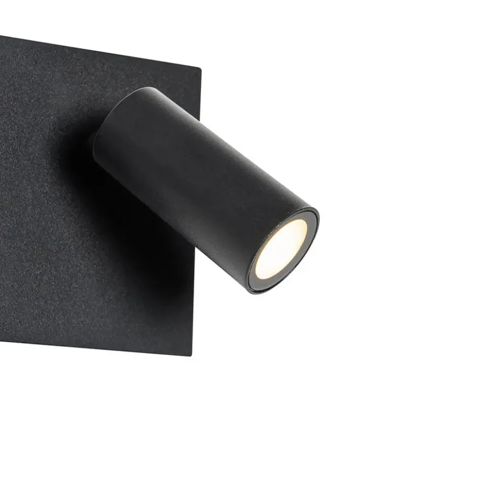 Qazqa wandlamp met bewegingssensor simon zwart geïntegreerde led
