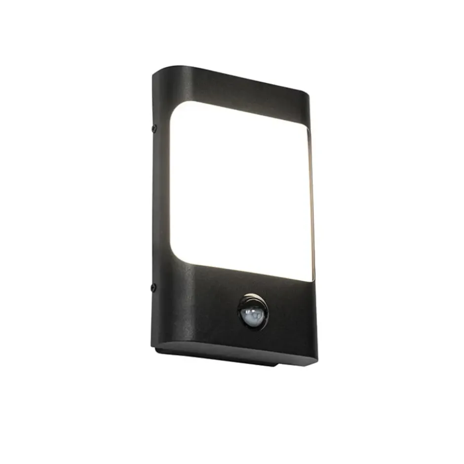 Qazqa wandlamp met bewegingssensor khuvan zwart geïntegreerde led