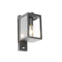 Qazqa wandlamp met bewegingssensor charlois zwart e27