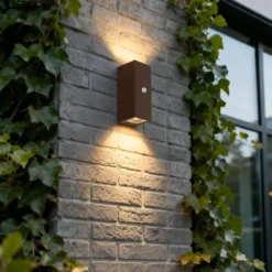 Qazqa wandlamp met bewegingssensor baleno bruin gu10
