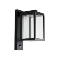 Qazqa wandlamp met bewegingssensor ferdinand zwart geïntegreerde led