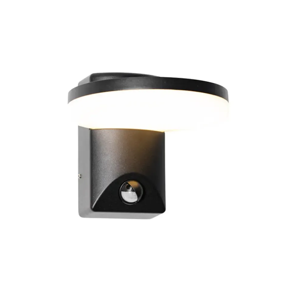 Qazqa wandlamp met bewegingssensor esmee zwart geïntegreerde led