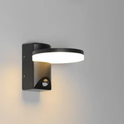 Qazqa wandlamp met bewegingssensor esmee zwart geïntegreerde led