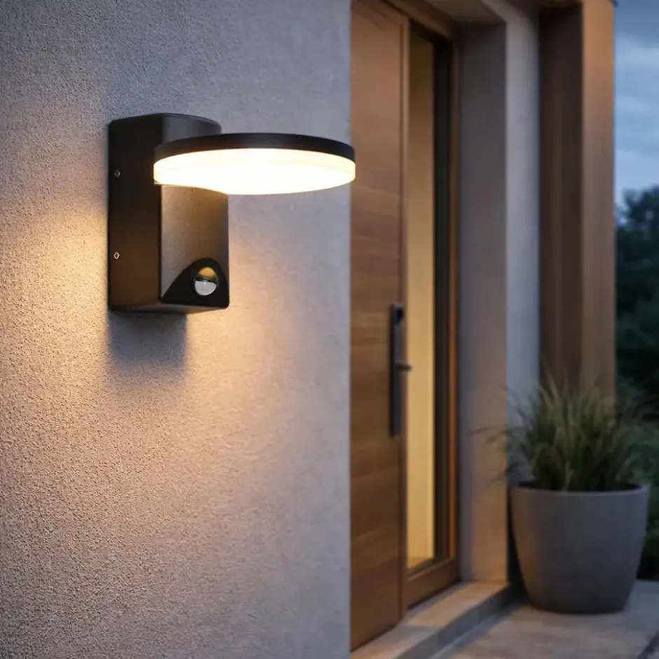 Qazqa wandlamp met bewegingssensor esmee zwart geïntegreerde led