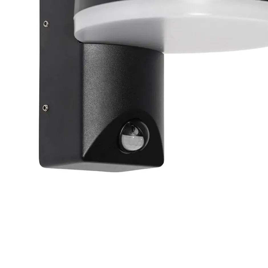Qazqa wandlamp met bewegingssensor esmee zwart geïntegreerde led