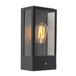Qazqa wandlamp met daglichtsensor rotterdam zwart e27