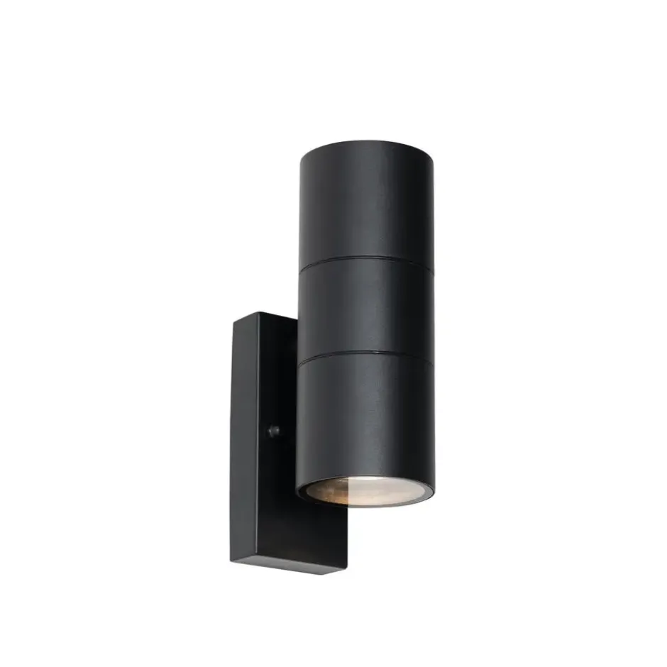 Qazqa wandlamp met daglichtsensor duo zwart gu10